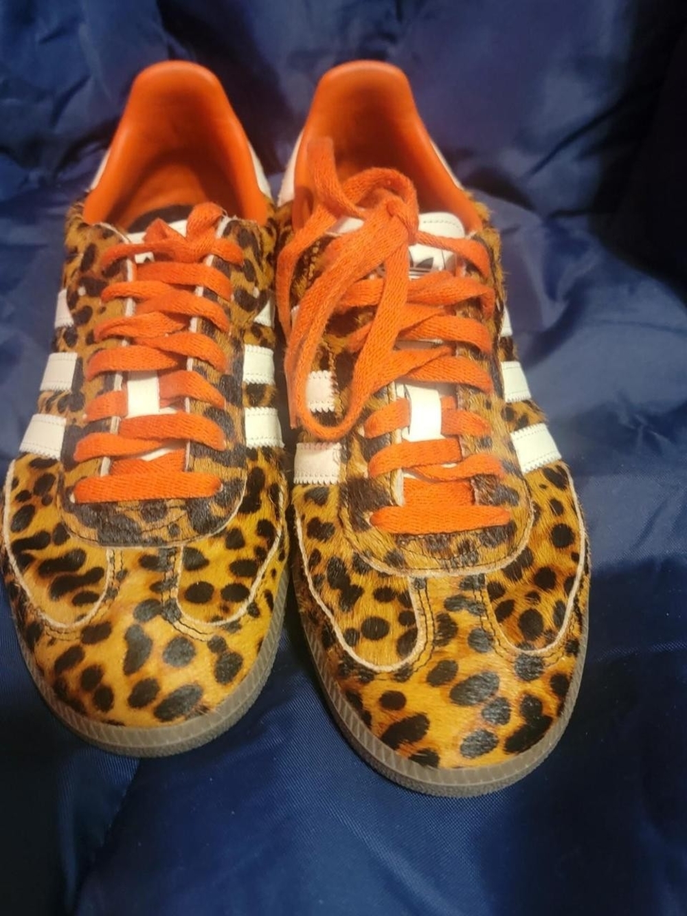 adidas Women’s Leopard Print Sneakers with Orange Accents